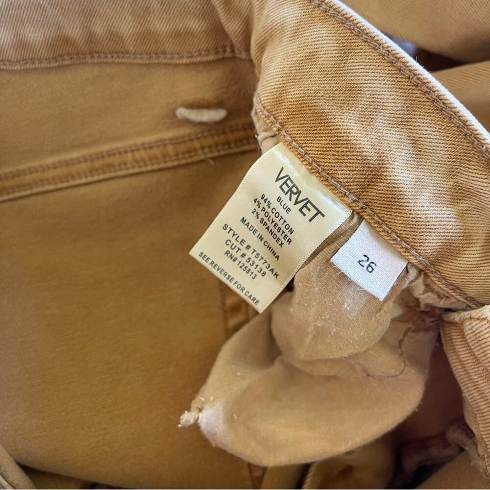 Vervet 90s Vintage High Rise Crop Flare Jean in Army Khaki Size 26 Distressed - Picture 12 of 13